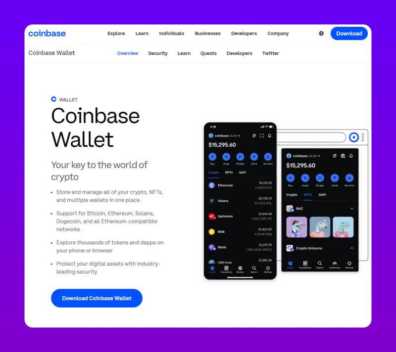 Coinbase Wallet's official website