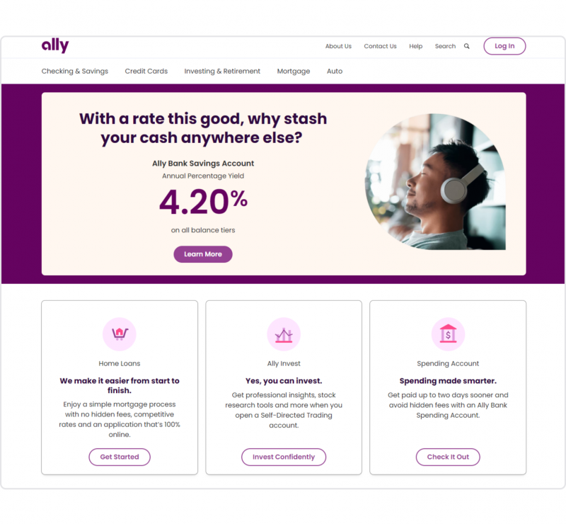 Ally Bank's official website