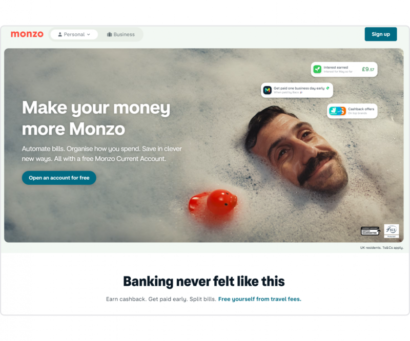 Monzo's official website