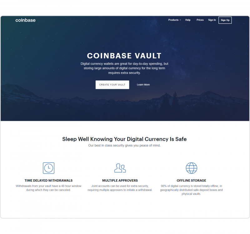 Coinbase Vault official website