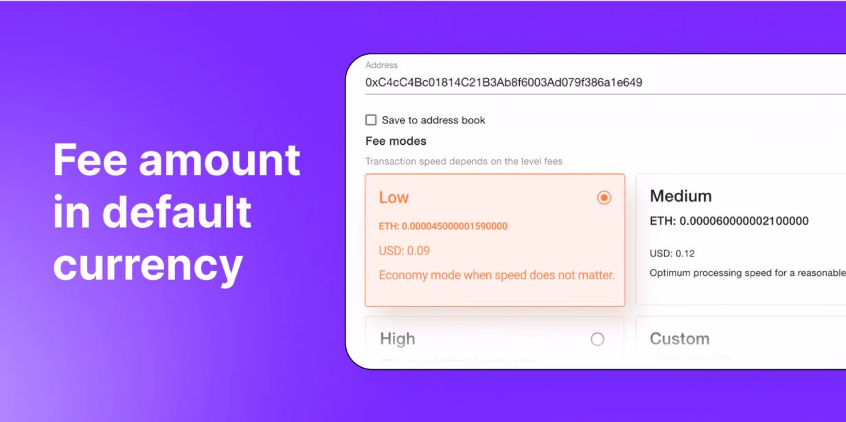 Fee amount in default currency