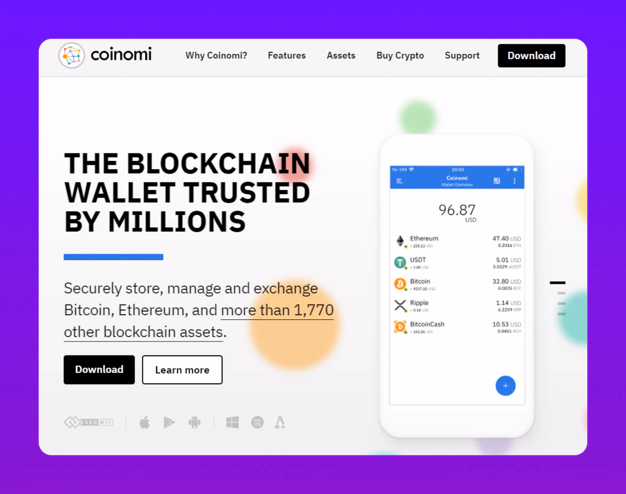 Coinomi's official website
