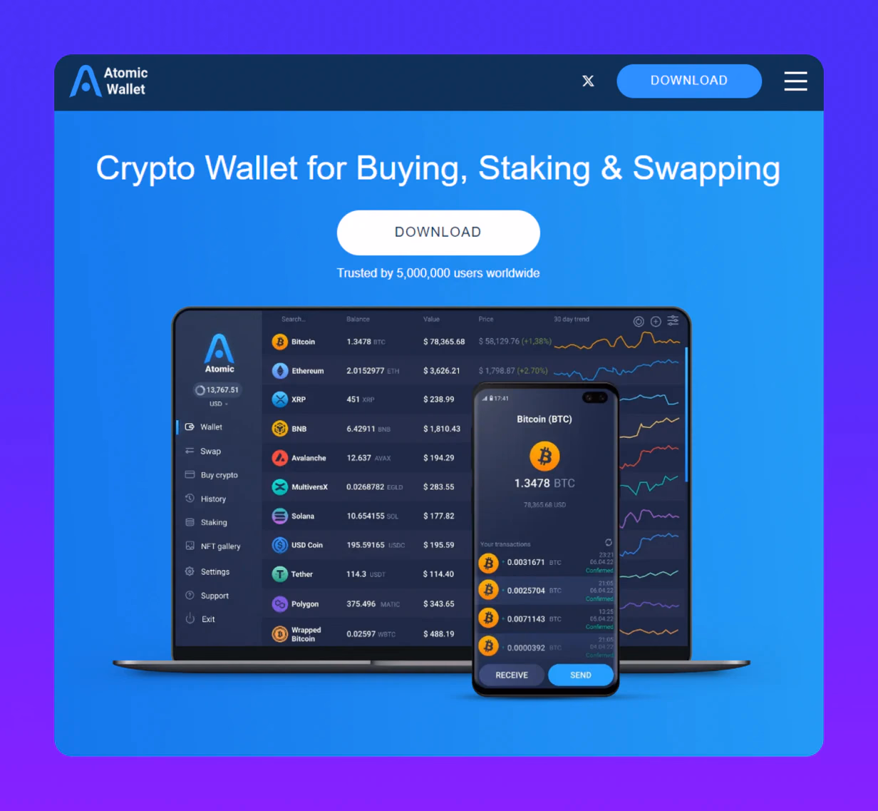 Atomic Wallet's official website